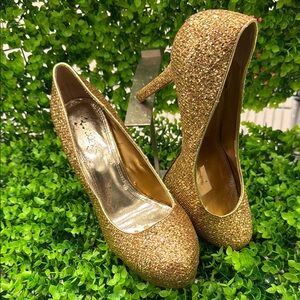 Elegant Gold Glitter Heels